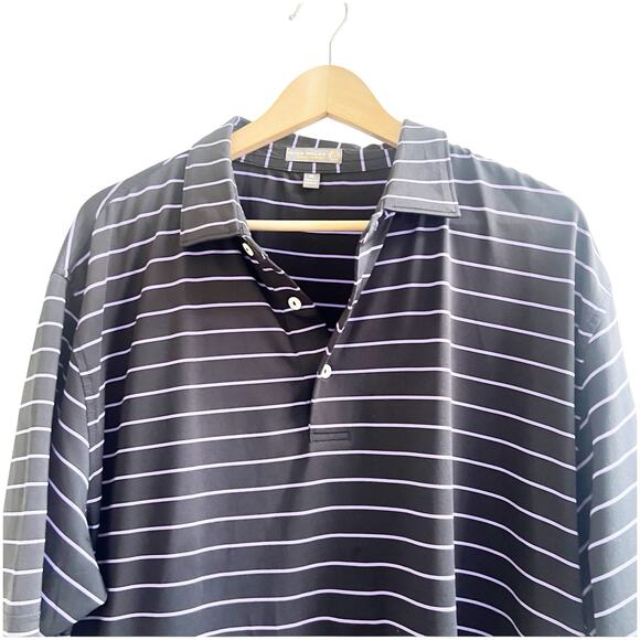 Peter Millar Summer Comfort Polo Striped Black Purple Size XL Golf Country Club - Picture 5 of 9
